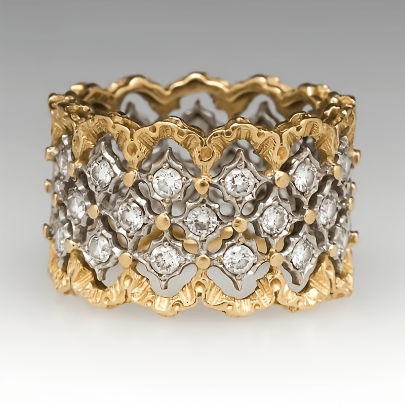 Women's Bohemian Wide-band Ring with Irregular Openwork Design